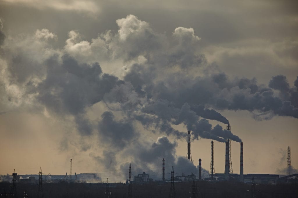 Factory Smoke Stacks Polluting