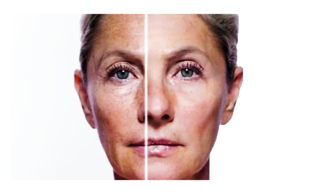 Before and after split shot of